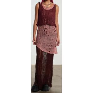 Multi layered laddered knit maxi dress